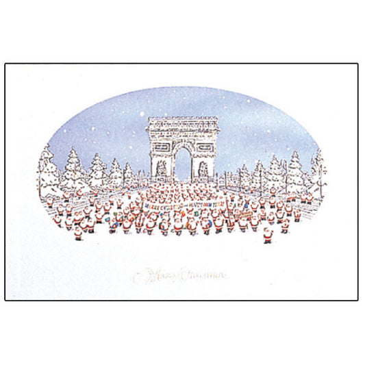 Greeting Life Mini Santa Christmas Card Arc de Triomphe S-241