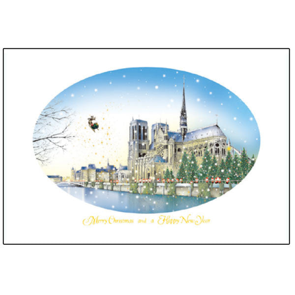 Greeting Life Mini Santa Christmas Card Notre Dame Cathedral S-291