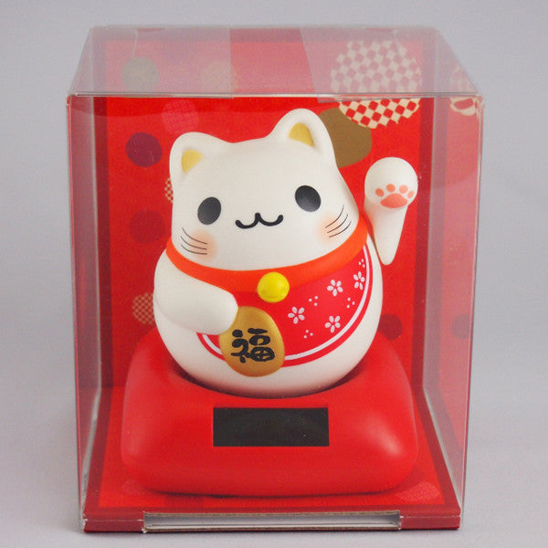 Solar Powered Maru Maru Happy Manekineko Red