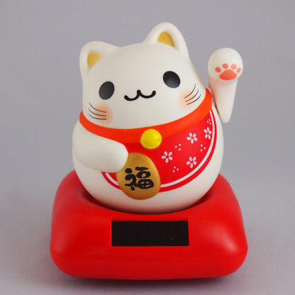 Solar Powered Maru Maru Happy Manekineko Red