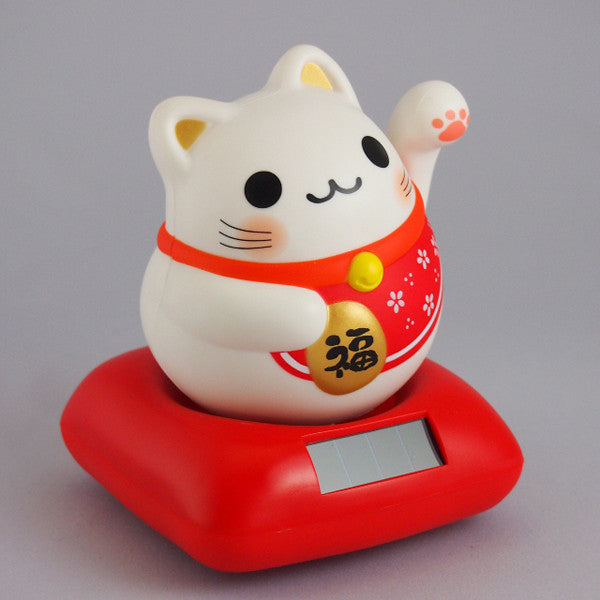 Solar Powered Maru Maru Happy Manekineko Red